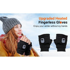 Portable Heating Gloves ElectricFingerless Heating Writing Gloves for Students,Hand Warmer for Indoor and Outdoor（black a pair of）