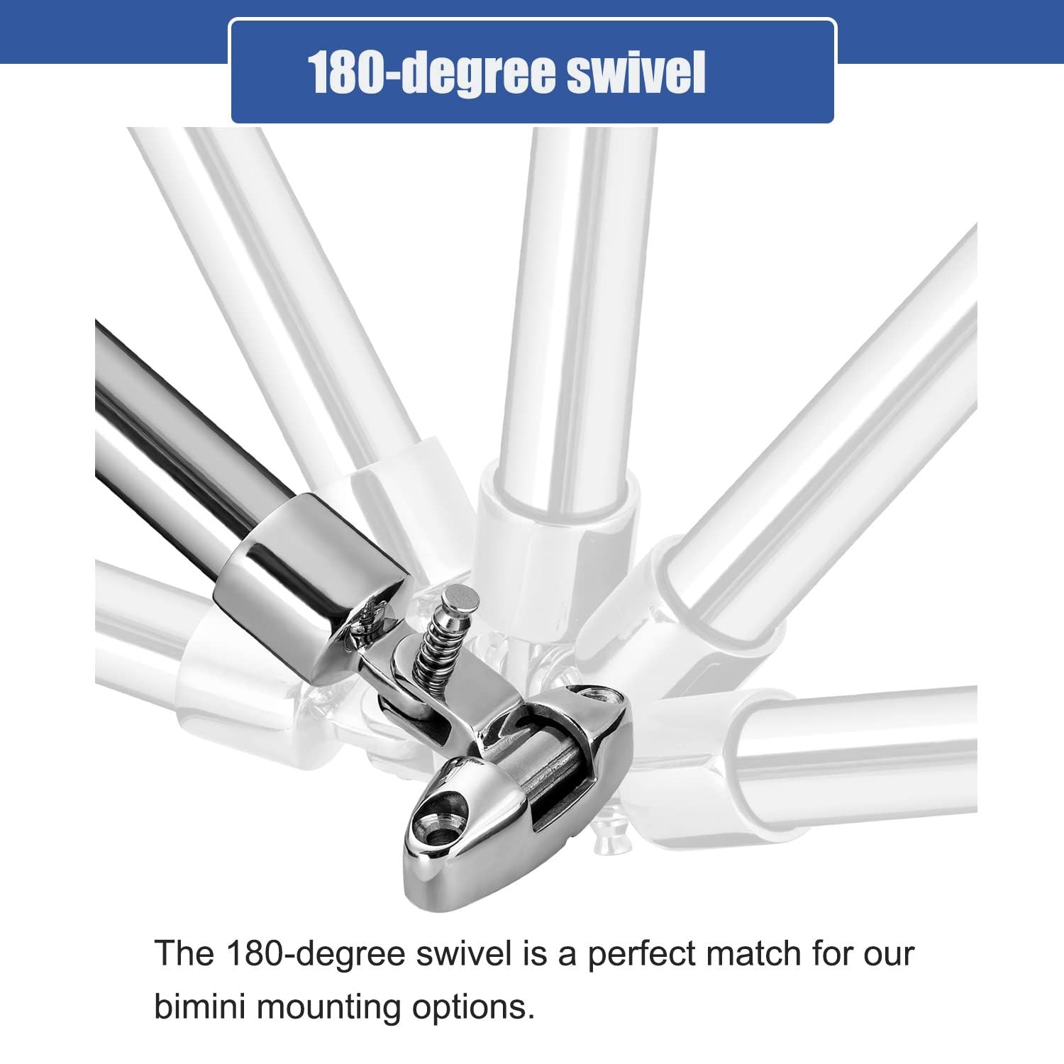 Boat Top Swivel Deck Hinge with Removable Pin, 180 Degree Adjustable,316 Stainless Steel, Marine Top Hardware(2 Pieces,Excluding screws)
