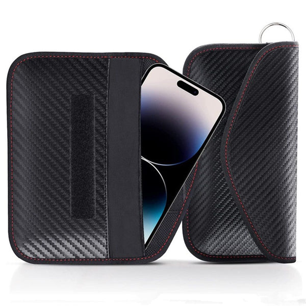 2 Pack Carbon Fiber Anti-Theft Fob Case Pouch for Car Keys, RFID, Phone