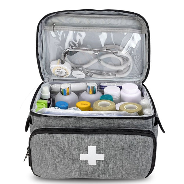 Portable First Aid Storage Bag for Camping (Gray - Bag ONLY)