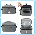First Aid Bag Empty, Small Medicine Bag Portable Medical Supplies Organizer for Travel, Home, Office, Car, Outdoor, Camping, Hiking (Gray，Bag ONLY)