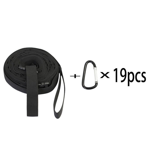 Campsite Storage Strap Tent Camping Tree Hanging Organizer with 19 Carabiner Hooks, Camping Set Travel & Outdoor Camping Gear