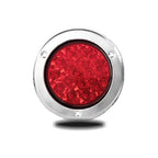 2pc 4" Inch Round 16 LED Trailer Tail Lights  [Stainless Steel Chrome Bezel & Connector Plug] Stop Brake Lights Compatible with Jeep TJ Semi Truck RV Flatbed Camper