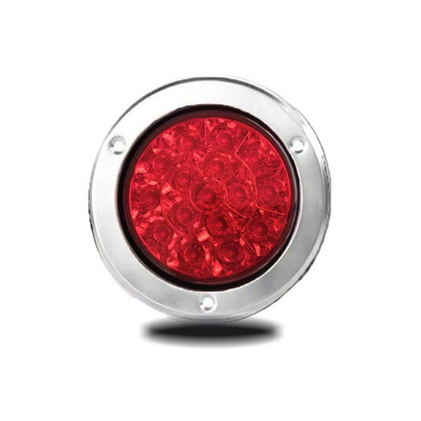 2Pcs 4-Inch Stainless Steel Chrome 16 LED Round Trailer Tail Light