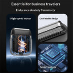 Men's electric shaver: dual blade shaver, LED display screen, USB-C fast charging, waterproof - very suitable for travel and shaving at home（black）