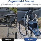 Upgraded Trailer Towing Organizer, 7 Way Plug Heavy Duty Trailer Chain Wire Harness Holder, Anti-Rust High Hardness Aluminum Metal RV Accessories