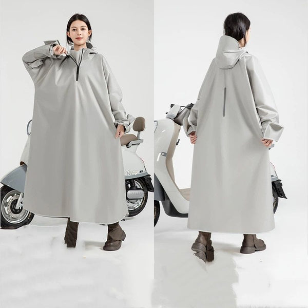 Hooded Rain Poncho for Adult with Pocket and Zipper, Waterproof Lightweight Raincoat for Men and Women（XL（170-180））