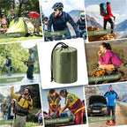 Emergency Sleeping Bag, Portable Emergency Blanket Thermal Bivy Sack, Waterproof Lightweight Survival Gear with Compass for Camping Hiking Outdoor Adventure240*150cm，3pcs，green，Send a whistle