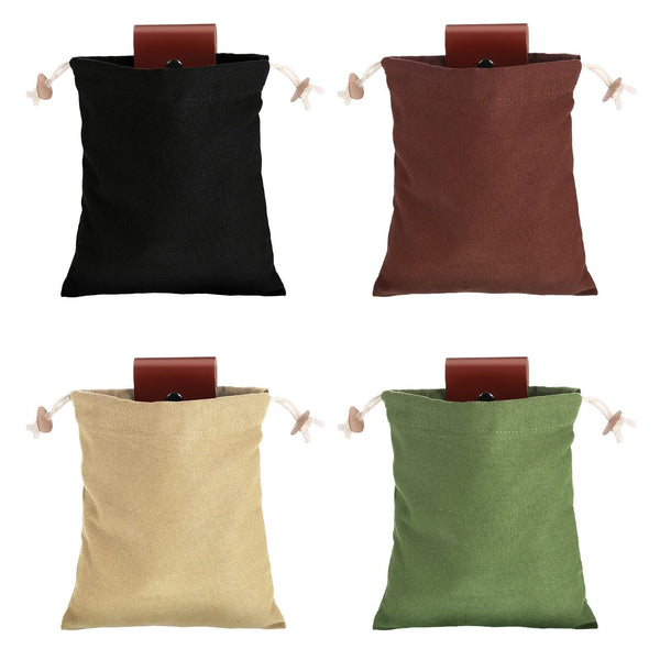 Foraging Bag 4 Pcs Canvas Waxed Foraging Pouch Mushroom Bags Collapsible Bushcraft Leather Pu Hunting Belt Bag Hiking Pouch for Outdoor Traveling Camping