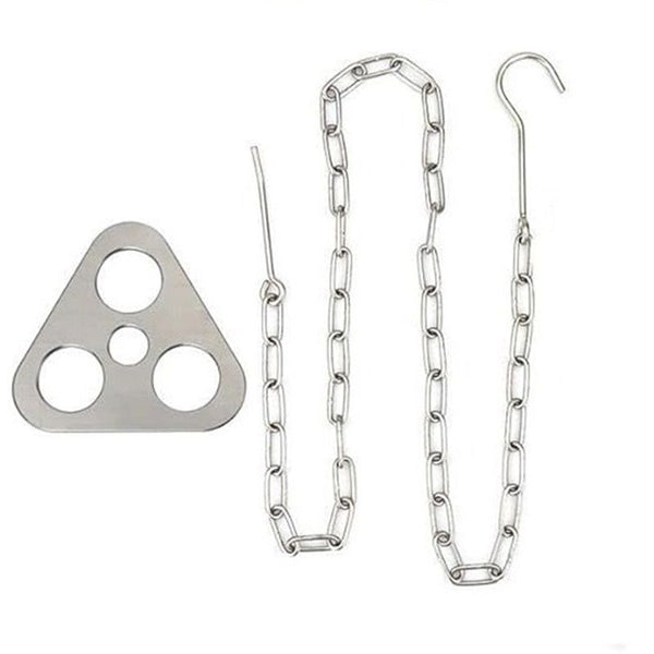 Camping Tripod Board，Turn Branches into Campfire Tripod ，Stainless Steel Campfire Support Plate with Adjustable Chain，for Hanging Cookware,Portable Camping Gear