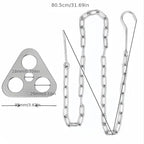 Camping Tripod Board，Turn Branches into Campfire Tripod ，Stainless Steel Campfire Support Plate with Adjustable Chain，for Hanging Cookware,Portable Camping Gear