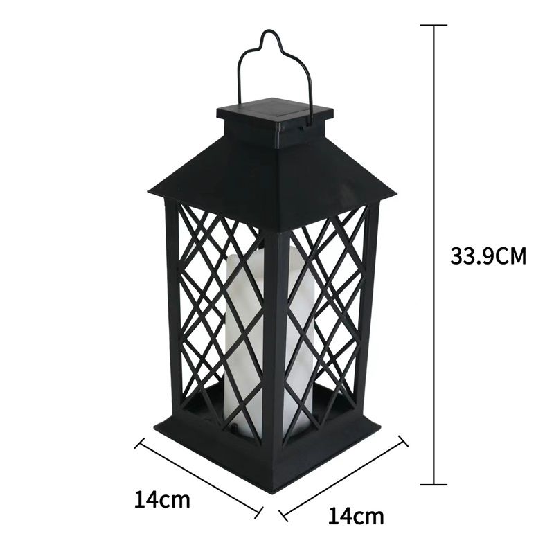 Solar Outdoor Lantern, Garden Hanging Waterproof Lanterns PVC Upgrade 3 LED Flickering Flameless Candle Decorative for Garden Women Mom Grandma Halloween Gifts (Grid Candle)