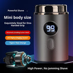 Electric Mini Razor Pockets Shaver for Men,Floating Big Shave Head Quick Shave, Waterproof Mini Portable Shaver,USB C Charge LED Power Display Mini Trimmer, Great for Travel,Car,Home Use (Gray)