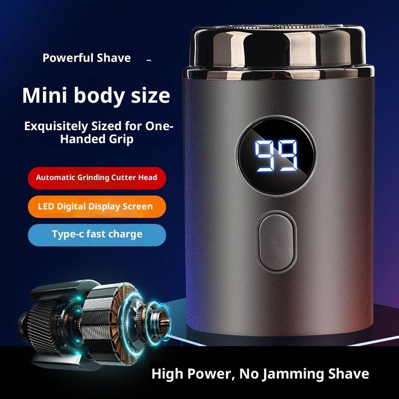 Electric Mini Razor Pockets Shaver for Men,Floating Big Shave Head Quick Shave, Waterproof Mini Portable Shaver,USB C Charge LED Power Display Mini Trimmer, Great for Travel,Car,Home Use (Gray)