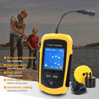 Portable Fish Depth Finder Water Handheld Fish Finder Sonar Castable Kayak Boat Fishfinder Transducer Fishing LCD Display （23*6.5cm)