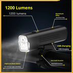 1200 Lumens Bike Light for Night Riding, USB-C Rechargeable Bike Headlight, Aluminium Alloy Waterproof Bike Front Light,LED Bike Light