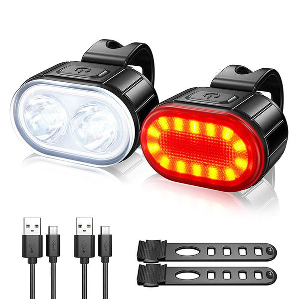 Bike Lights for Night Riding, USB Rechargeable LED Waterproof IPX5 Bicycle Lights  Rear Taillight Set with Mode Memory and Super Bright 6 Modes Options