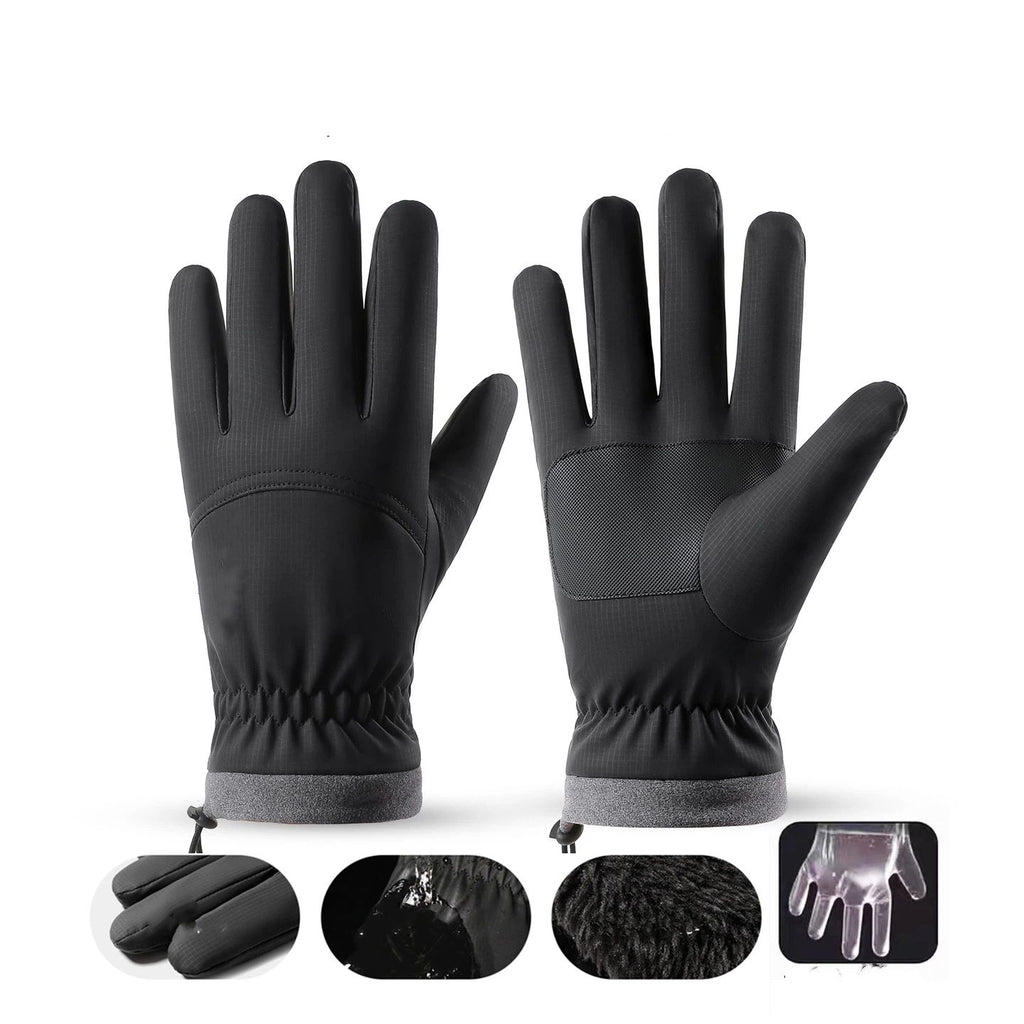 Waterproof Warm Gloves Women Men with Touchscreen Fingers, Ski Snow Windproof for Cold Weather Thermal, for Running Hiking Driving Cycling Outdoor （black,26.5*11cm）