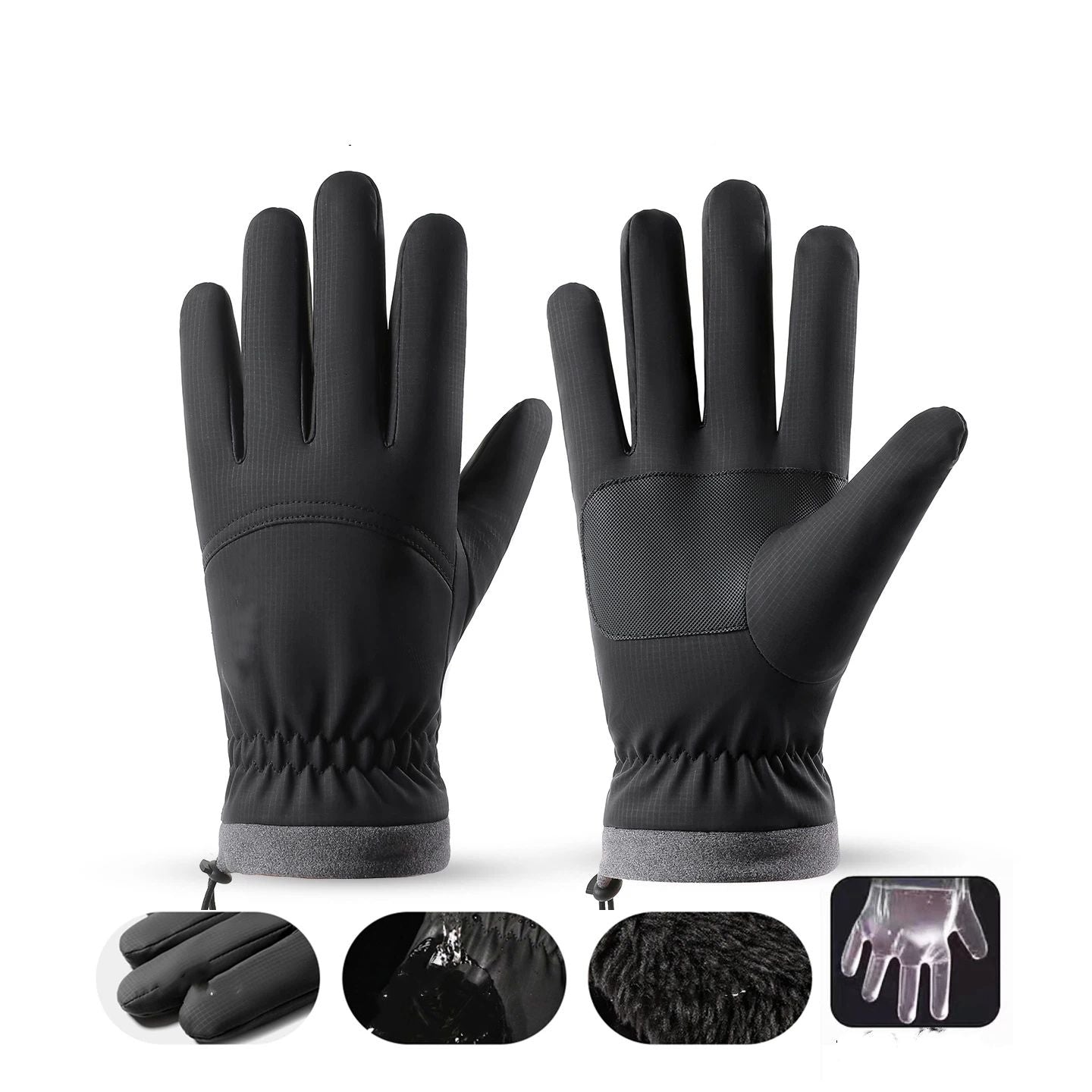 Waterproof Warm Gloves Women Men with Touchscreen Fingers, Ski Snow Windproof for Cold Weather Thermal, for Running Hiking Driving Cycling Outdoor （black,26.5*11cm）