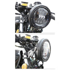 Motorcycle Universal 7" Headlight Housing Shell Lamp Bracket Bottom Mount Bucket Fits Compatible Cafe Racer