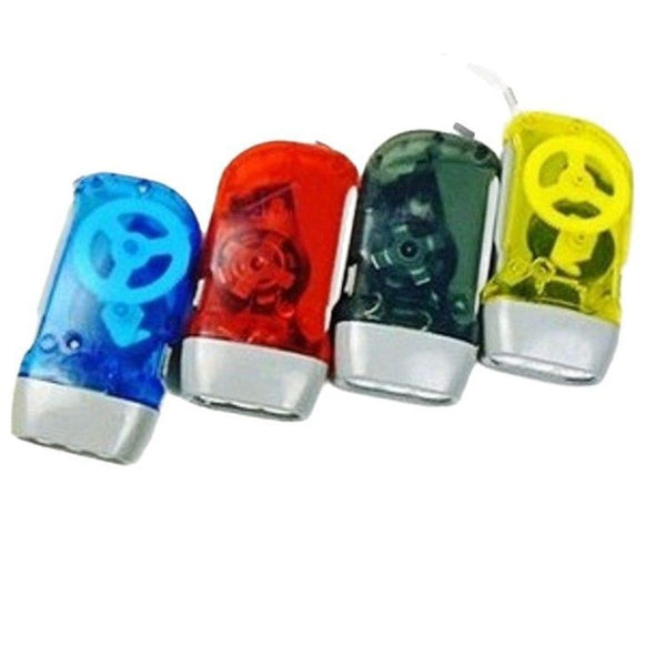 4-Pack Hand Crank Flashlight – Portable Wind Up Flashlight with Wrist Strap for Emergency Preparedness, Camping and Outdoor Activities （Yellow, red, green, blue）