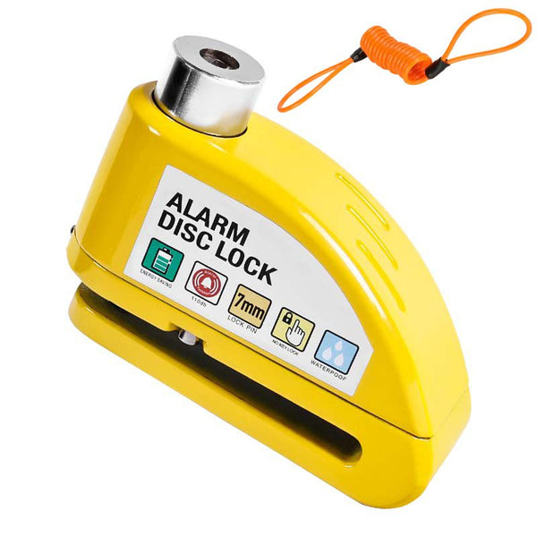 Anti TheftAlarm Disc Brake Lock for Cycles with Locking Rope - Light Yellow