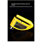 Motorcycle Alarm Disc Brake Lock, Motorcycle Locks Anti Theft Security Wheel Disc Lock Waterproof 110dB Alarm SoundReminder （Light yellow+locking rope）