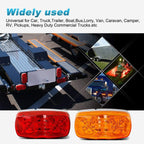 14x Trailer RV Marker LED Light Double Bullseye 10 Diodes Clearance Light Red/Amber,Double Bubble 12V Rectangular LED Side Marker Light Surface Mount Camper Truck