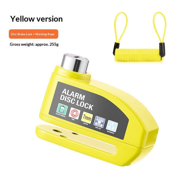 Anti-Theft Waterproof Cycle Disc Lock with Alarm 110dB with Reminder Cable