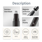 Nose and Ear Hair Trimmer for Men - Rechargeable Eyebrow Face Shaver - Nasal Hair Clippers 3 in 1 Painless Eye Brow Facial Hair Beard Razor for Sideburns Dual-edge