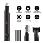Nose and Ear Hair Trimmer for Men - Rechargeable Eyebrow Face Shaver - Nasal Hair Clippers 3 in 1 Painless Eye Brow Facial Hair Beard Razor for Sideburns Dual-edge