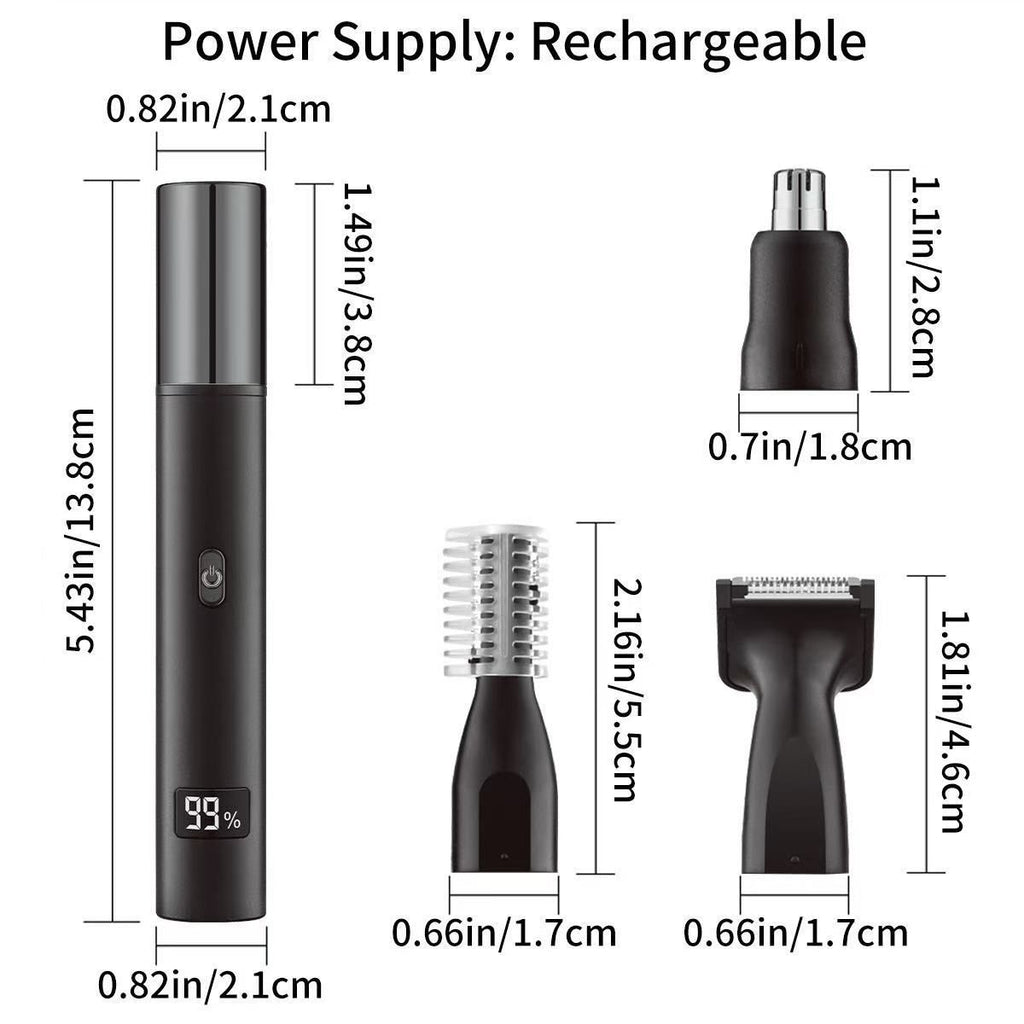 Nose and Ear Hair Trimmer for Men - Rechargeable Eyebrow Face Shaver - Nasal Hair Clippers 3 in 1 Painless Eye Brow Facial Hair Beard Razor for Sideburns Dual-edge