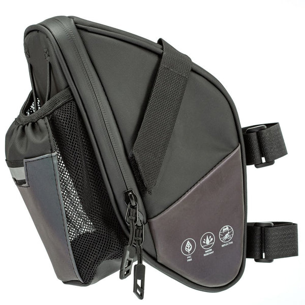 Bicycle Saddle Bag Under Seat with Water Bottle Holder - Black