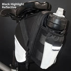 Bike Seat Bag, Bicycle Saddle Bag Under Seat Cycling Seat Pack with Water Bottle Holder for Mountain Road Bikes Black