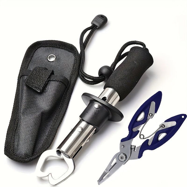 Fishing Tool Kit, Fish Gripper Stainless Steel Fish Plier with Carry Bag for Fresh and Saltwater Fishing