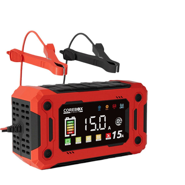 15-Amp Battery Charger, 12V  Lithium iron phosphate battery Car Battery Charger Trickle Charger Smart Battery Maintainer w/Temp Compensation for Car Truck Lawn Mower Boat Marine