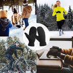 Half finger flip gloves Thermal Winter Gloves: Windproof 2 in 1 Convertible Mittens for Men & Women (Black S)