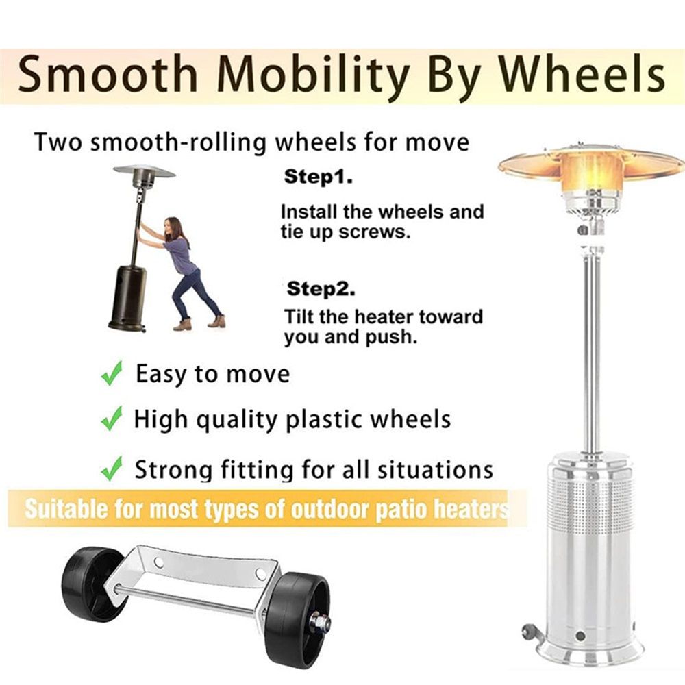 Universal Patio Heater Wheel Kit-Easy to Move/Install-Gas Patio Heater Replacement Universal Movable Wheel, Patio Heater Parts Outdoor Umbrella Gas Heater Wheel