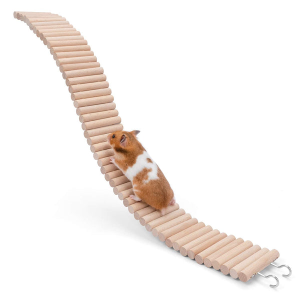 Wooden Hamster Climbing Ladder Toy, Small Animals Cage Accessories for Bird Parrot Hamster Mouse Rat Sugar Glider Hermit Crab Sugar Glider Chinchilla(8*20CM)