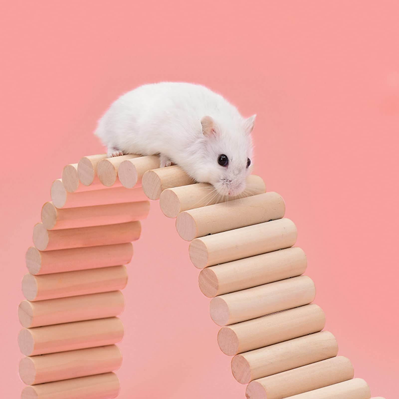 Wooden Hamster Climbing Ladder Toy, Small Animals Cage Accessories for Bird Parrot Hamster Mouse Rat Sugar Glider Hermit Crab Sugar Glider Chinchilla(8*20CM)