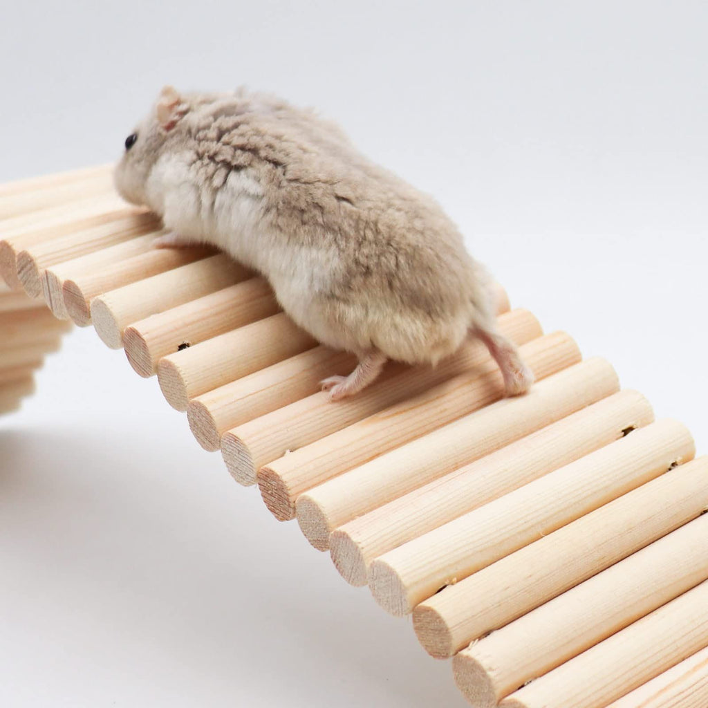 Wooden Hamster Climbing Ladder Toy, Small Animals Cage Accessories for Bird Parrot Hamster Mouse Rat Sugar Glider Hermit Crab Sugar Glider Chinchilla(8*20CM)