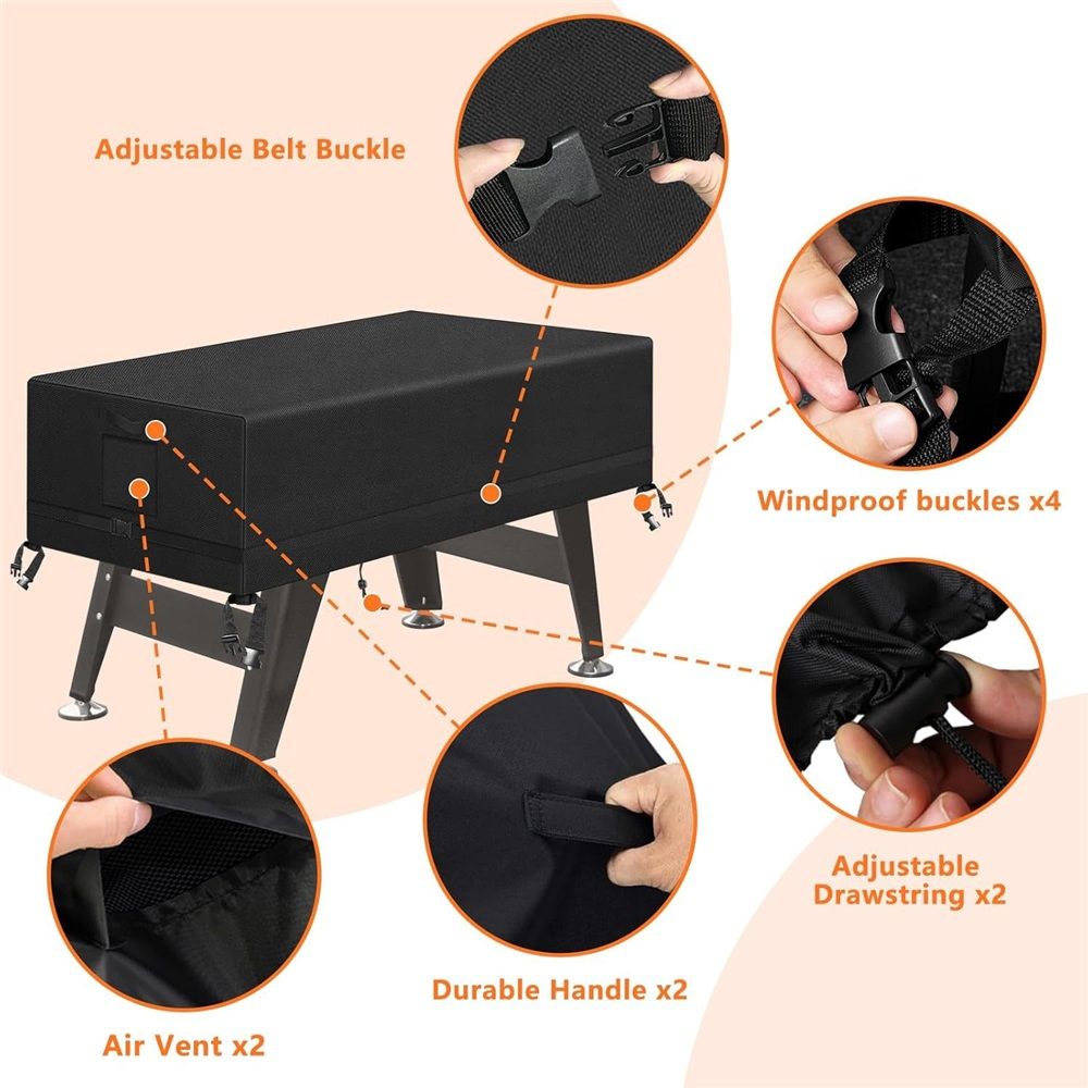 Foosball Table Cover Outdoor Waterproof Soccer Table Cover Heavy Duty Rectangular Patio Football Game 132 x 76 x 147 cm