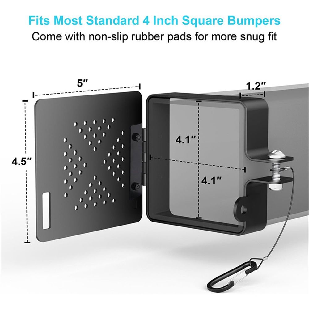 RV Bumper End Cap for 4x4” Square Bumper Plug, Secure RV Sewer Hose Storage Cover with Hinged Access Door and Vent Holes, Rust-Proof Camper Trailer Essentials for Outside 2 Pack