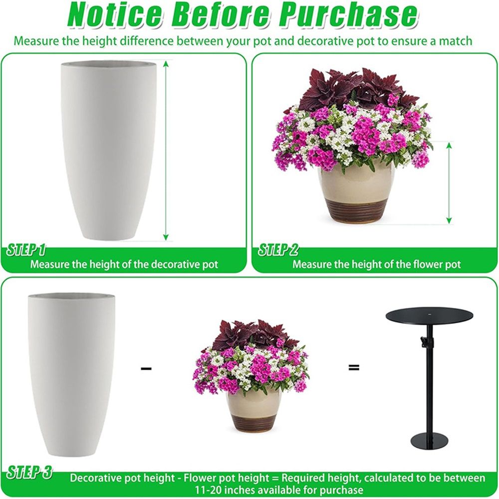 Adjustable Height Plant Risers for Inside Pots, 17-32" Planter Inserts for Large Pots, Planter Lift Insert for Tall Square Round Taper Planters (6" 8" 10" Base or Top)