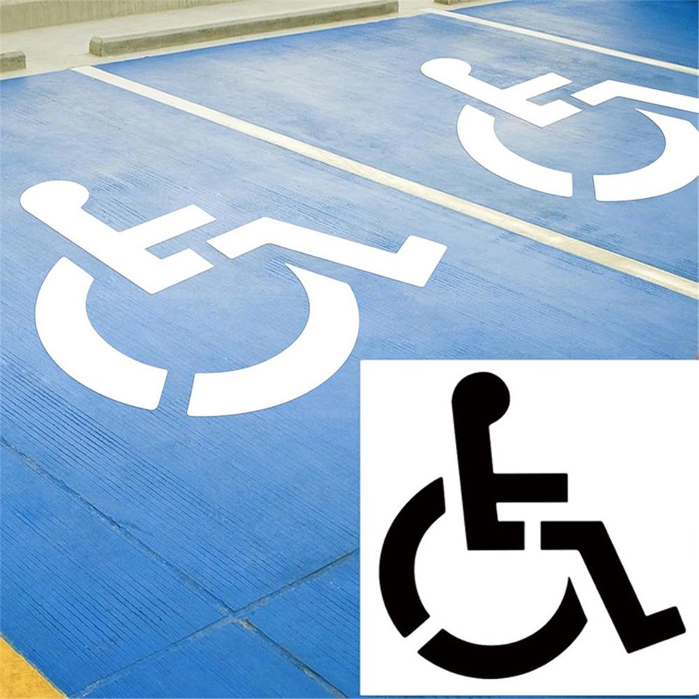 Handicap Parking Stencil Kit, Reusable Cardboard Parking Lot Stencils for Painting, Easy to Use Handicap Symbol