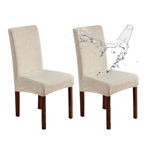 Waterproof Chair Covers for Dining Room (Beige, 2 PCS)