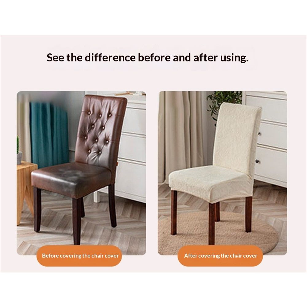 Waterproof Chair Covers for Dining Room, Stretch Jacquard Dining Chair Slipcovers Removable Washable Chair Protector for Kitchen, Hotel, Restaurant (beige, 2 PCS)