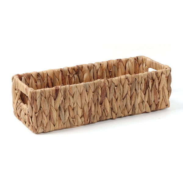 Wicker Storage Baskets with Handle Water Hyacinth Basket for Organizing Decorative Storage Bins for Countertop Toilet Tank Boho Rectangular Home Organizer（37*14*10.5cm）