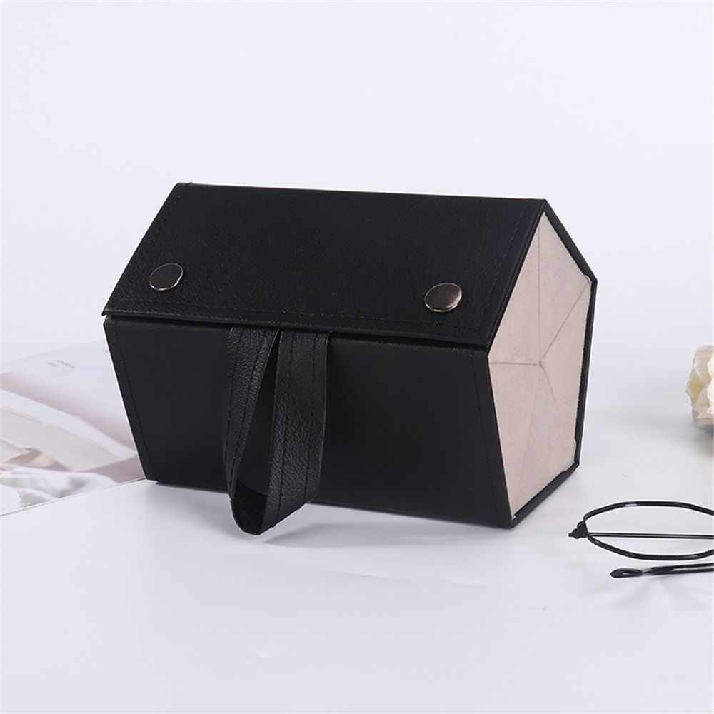 Eyeglass Case Hard Shell, Portable Sunglass Case, Fashionable PU Leather Eyeglass Case, Lightweight（black）