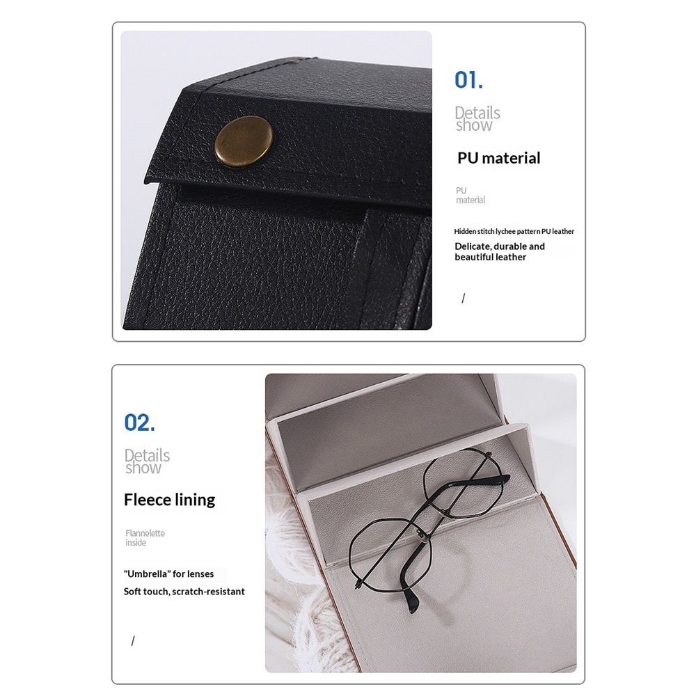 Eyeglass Case Hard Shell, Portable Sunglass Case, Fashionable PU Leather Eyeglass Case, Lightweight（black）